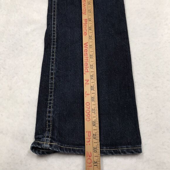 90s GAP Boot Cut Stretch Jean Women 12Reg (32x30) Dark Wash Raw Blue USA Denim - Picture 13 of 16